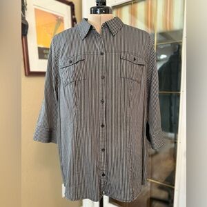 Croft & Barrow Black and White Striped Button Down Shirt